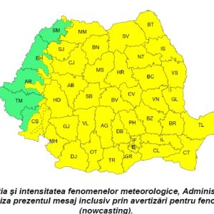 ATENȚIONARE METEOROLOGICĂ-  COD GALBEN